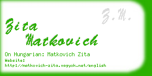 zita matkovich business card